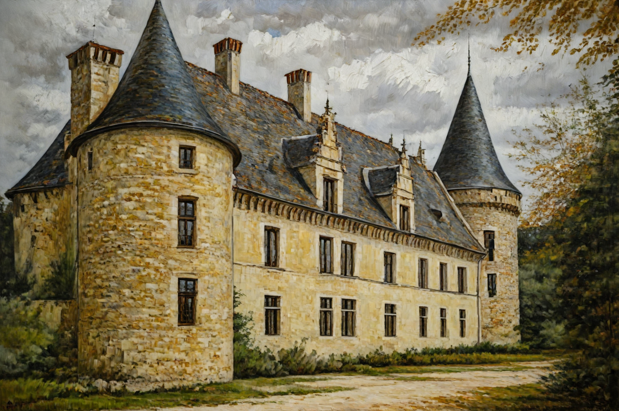 00838-1591812985-_lora_oilarc-XL-000016_0.8_, oilarc,oilarc style,best quality, A detailed painting of a medieval castle, characterized by its st.png